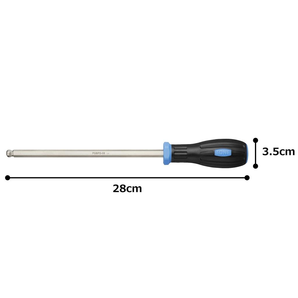 TONE Power Grip Ballpoint Screwdriver 8mm Jaw Opening PGBPD-08 Blue,
