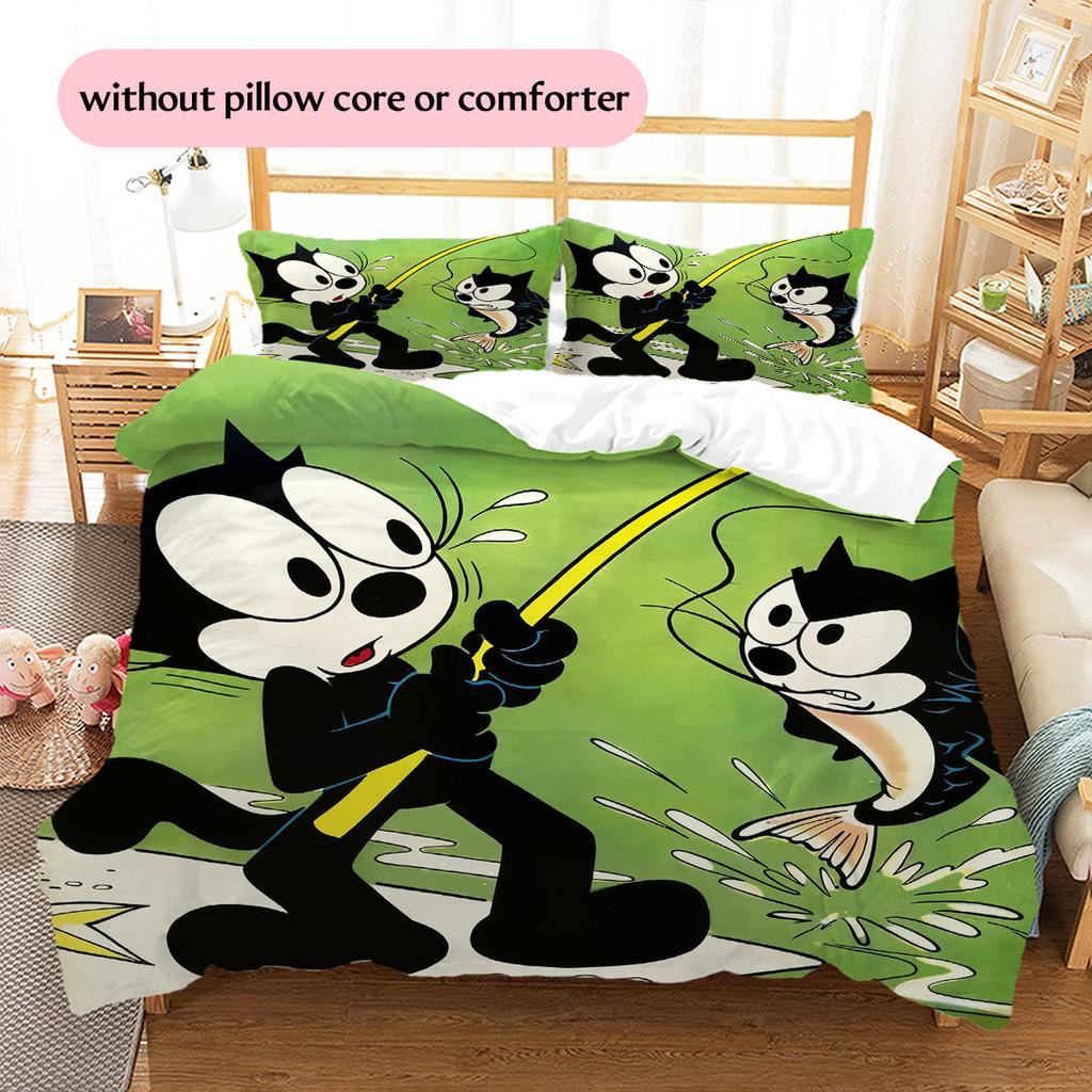 Felix the Cat  Pattern Bedding Quilt Set  Home Decoration  Gift (1 * duvet cover + 2 * pillowcase  without core)