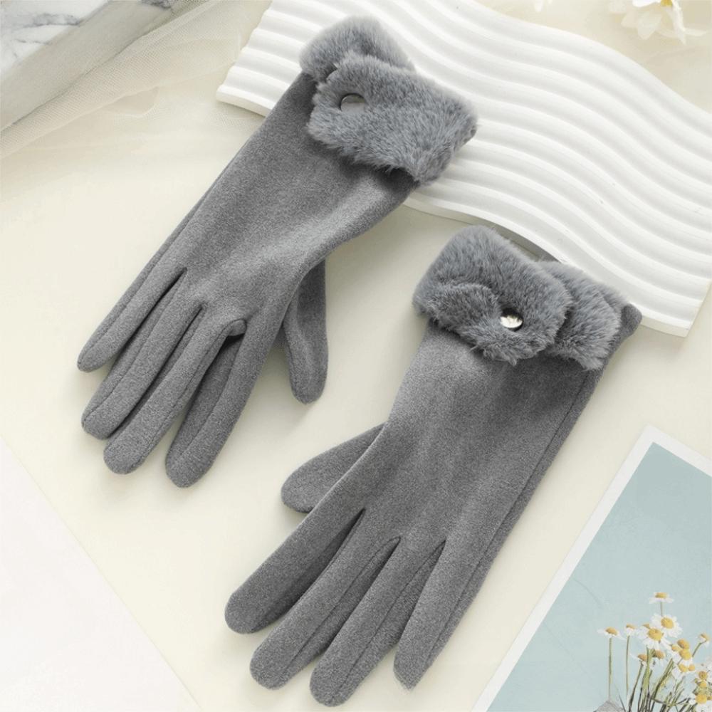 Velvet Winter Gloves Windproof Women Mittens All-Match Plush Gloves  Outdoor