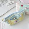 Cute Contrast Color Plaid Dopamine Large Capacity Pencil Case Storage Bag Student Stationery Supply Pouch Girl Cosmetic Bag Gift