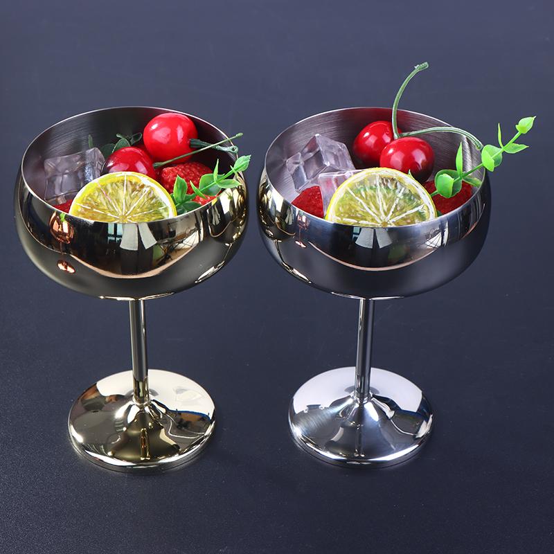 1Pc Stainless Steel Goblet Cocktail 450mL Metal Tall Champagne Glass Unbreakable Red Wine Cup Flute Cup Bar Martini Cup
