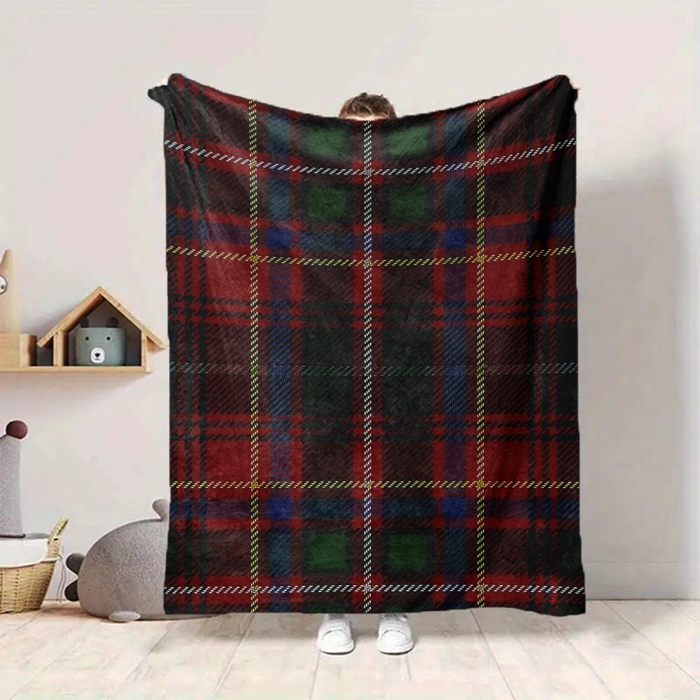 1pc Plaid Pattern Blanket Warm, Cozy, And Soft, Suitable for Sofas, Beds, Cars, And Office Use.Perfect for Camping And Travel, Making It a Great Gift
