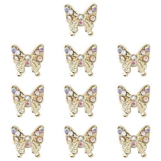 10 шт., подвески для ногтей в виде бабочек, блестящие стразы, инкрустация из искусственного кристалла, 3D подвески, аксессуары для маникюра «сделай сам», ювелирные изделия для дизайна ногтей, украшения для чехла для телефона