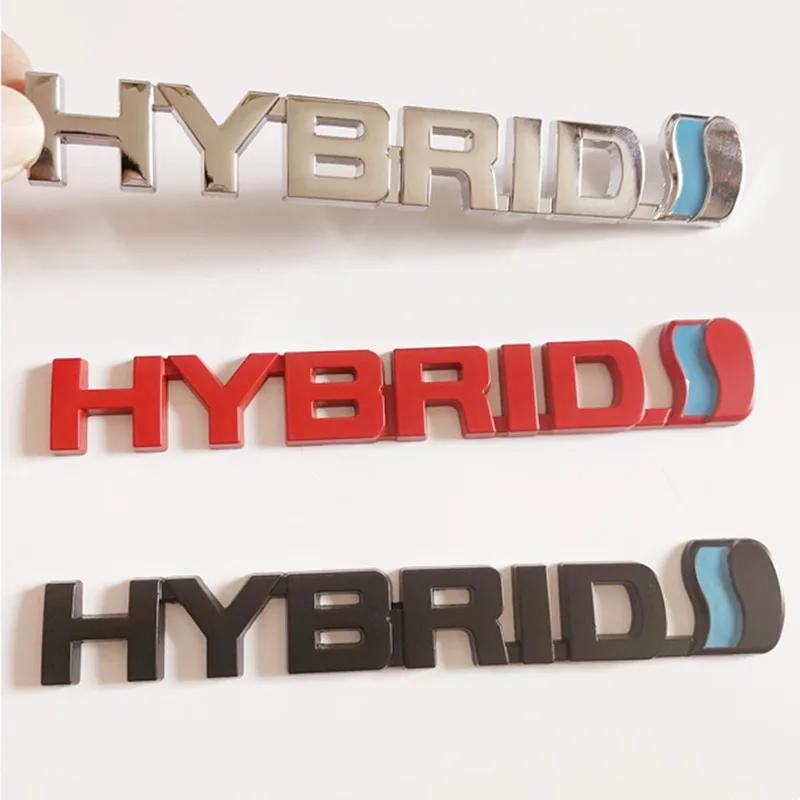 1Pc 3D Metal HYBRID Logo Side Fender Rear Trunk Emblem Badge Car Sticker Decals For  Prius Camry Crown Auris Rav4s TRD
