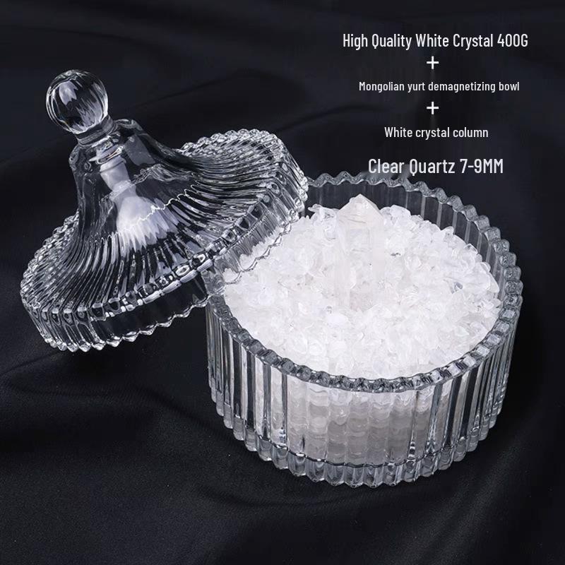White Crystal Purification Bowl: Demagnetization Stone, Amulet Salt Container, Gem Glass.