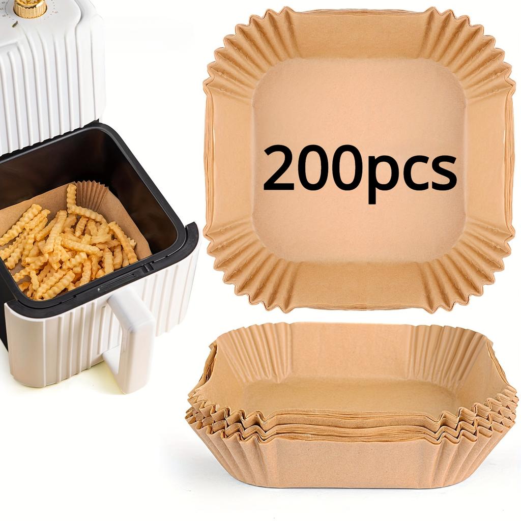 100/200pcs Air Fryer Disposable Paper Liners Square, Air Fryer Accessories, Oil Proof & Water Proof, Paper Liner for Baking Roasting Microwave Oven