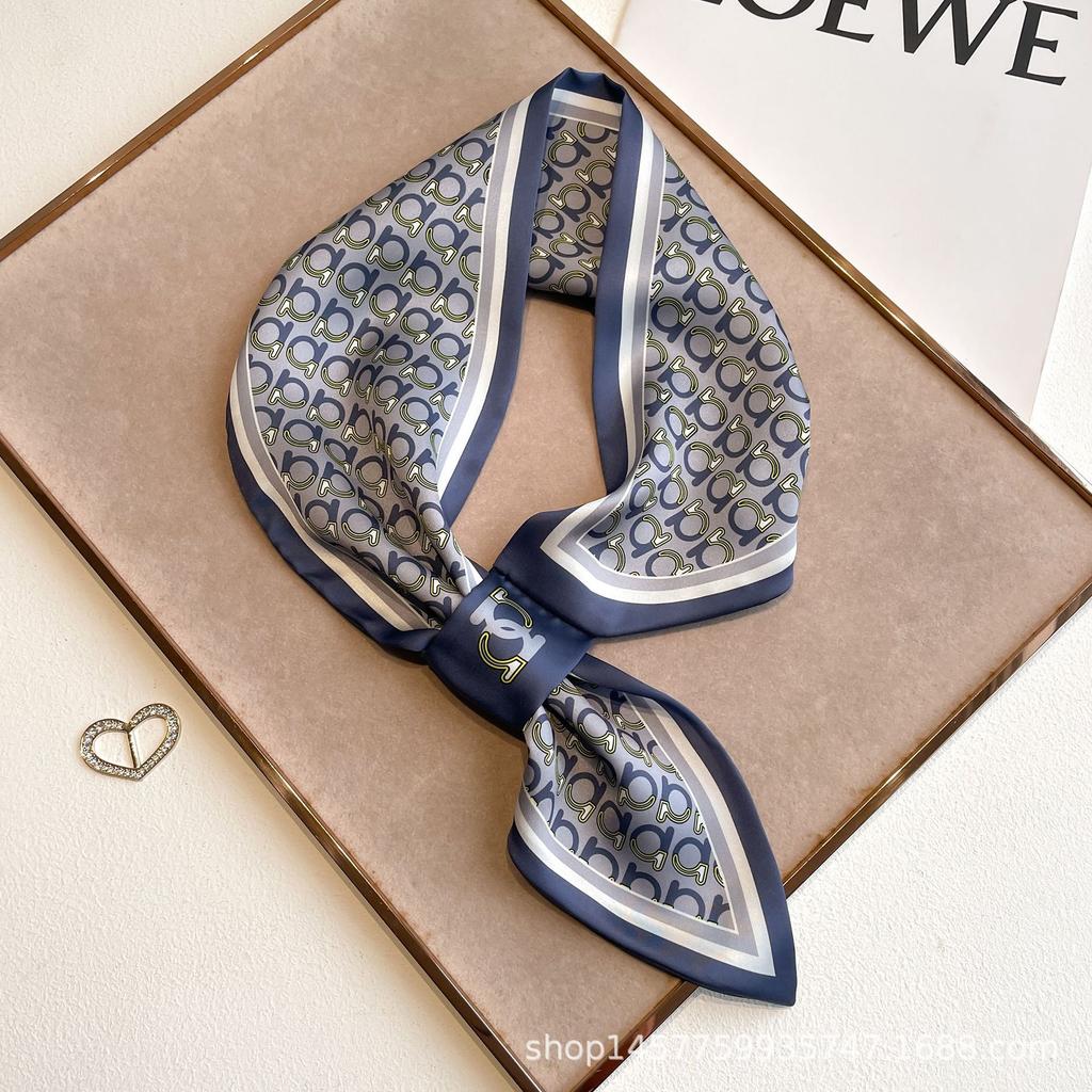 Silk Scarf Small Long Square Scarf Women'S High-End Neck Protection Scarf Professional Matching Shirt Scarf