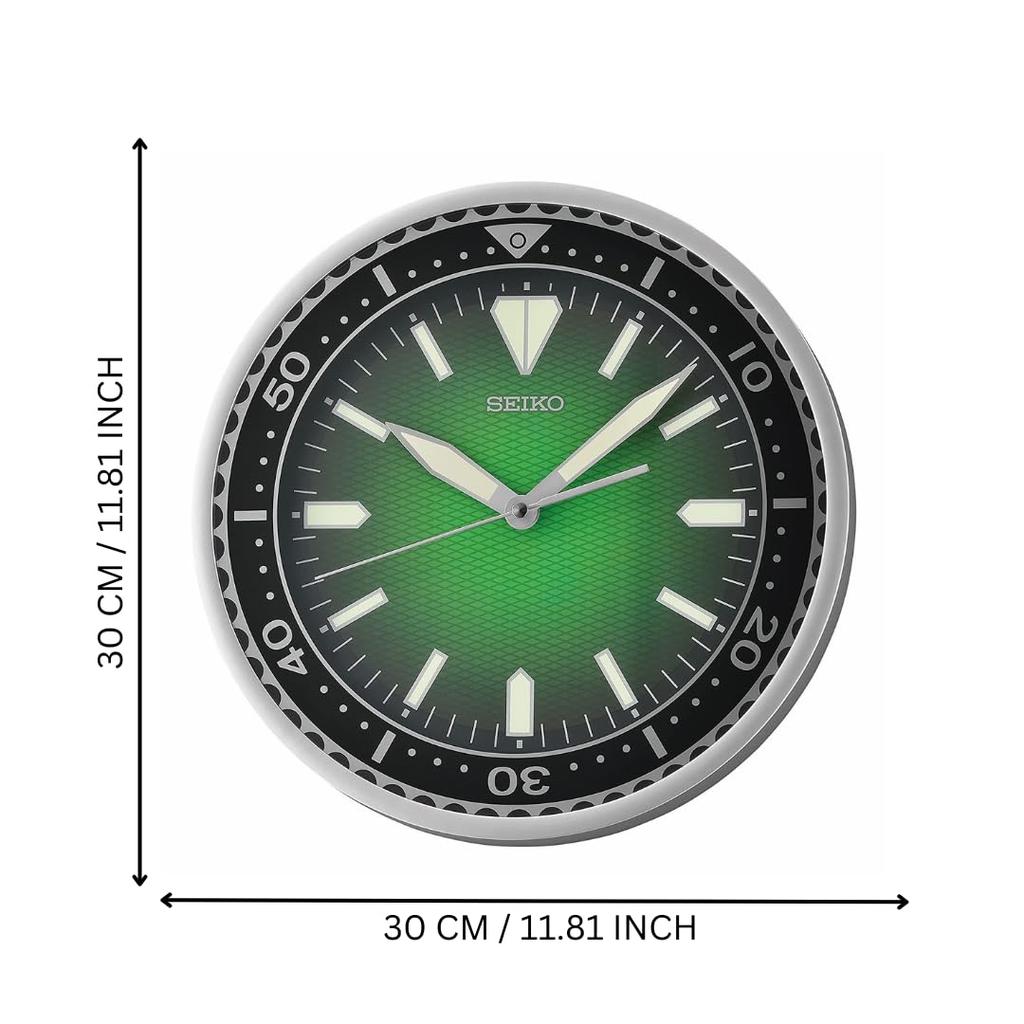 Seiko 12-дюймовые настенные часы Heritage Design с циферблатом зеленого цвета