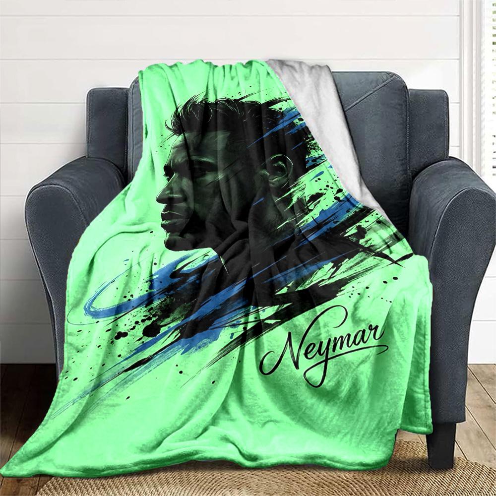 Abstract Neymar Portrait Blanket Comfortable Suitable for Office Bedding Picnics Four Seasons Universal Modern Style Gift for Travel Home Birthdays