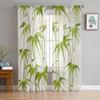 Бамбуковые прозрачные тюлевые шторы с рисунком листьев для гостиной, спальни, кухни, украшения, вуаль, шторы из органзы