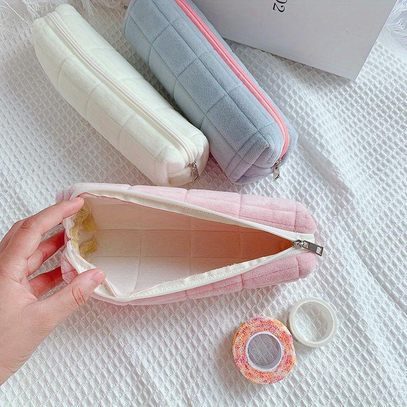 Kawaii Pencil Case Pillow Bag Large Capacity Short Fluff Bag for Supplies Stationery Box Cosmetic Bag