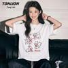 Женская свободная хлопковая футболка TonLion с принтом