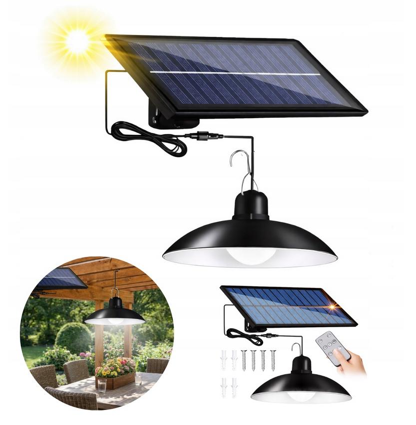 Solar LED chandelier, solar ceiling lamp, twilight sensor