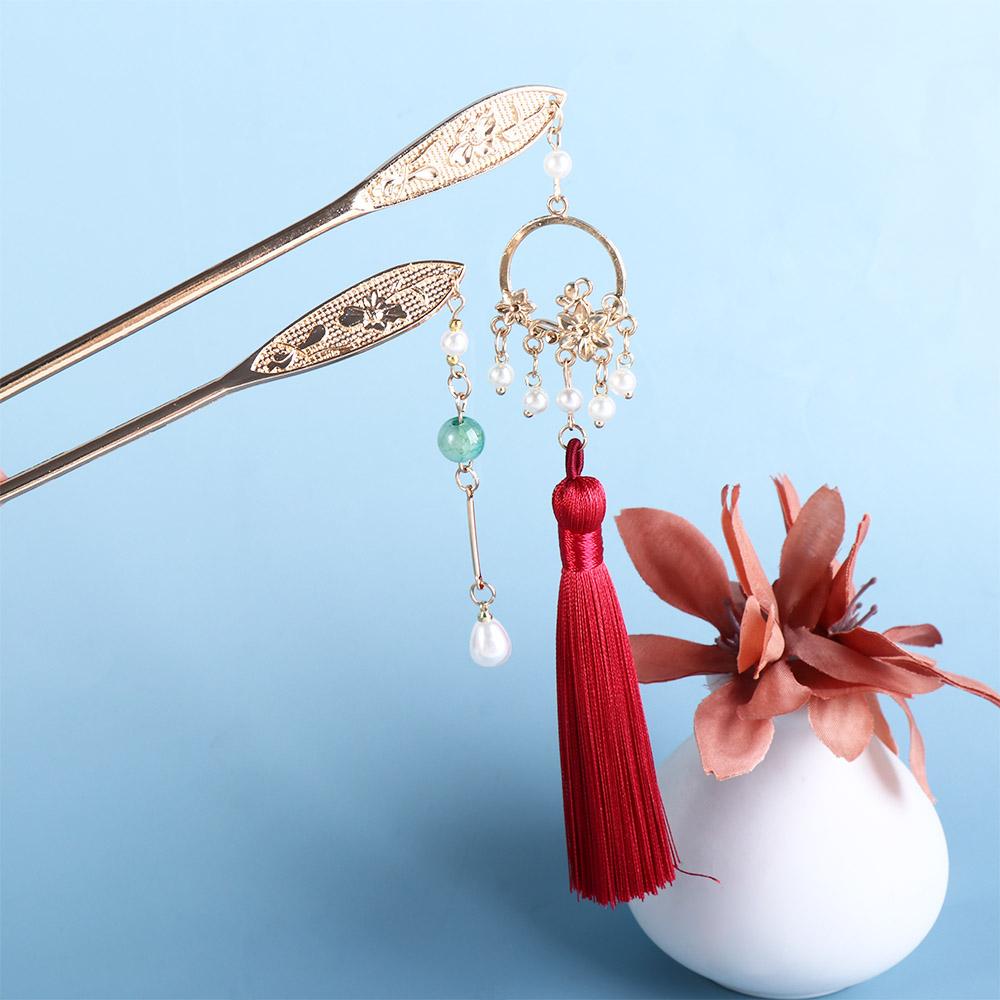 For Bride Chinese Style Headdress Hair Accessories Tassel Hair Stick Women Hair Fork Hairpins