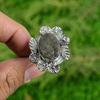 Серебро 925 пробы Натуральный лабрадорит Необработанный Штабелируемое Цветок Регулируемое кольцо