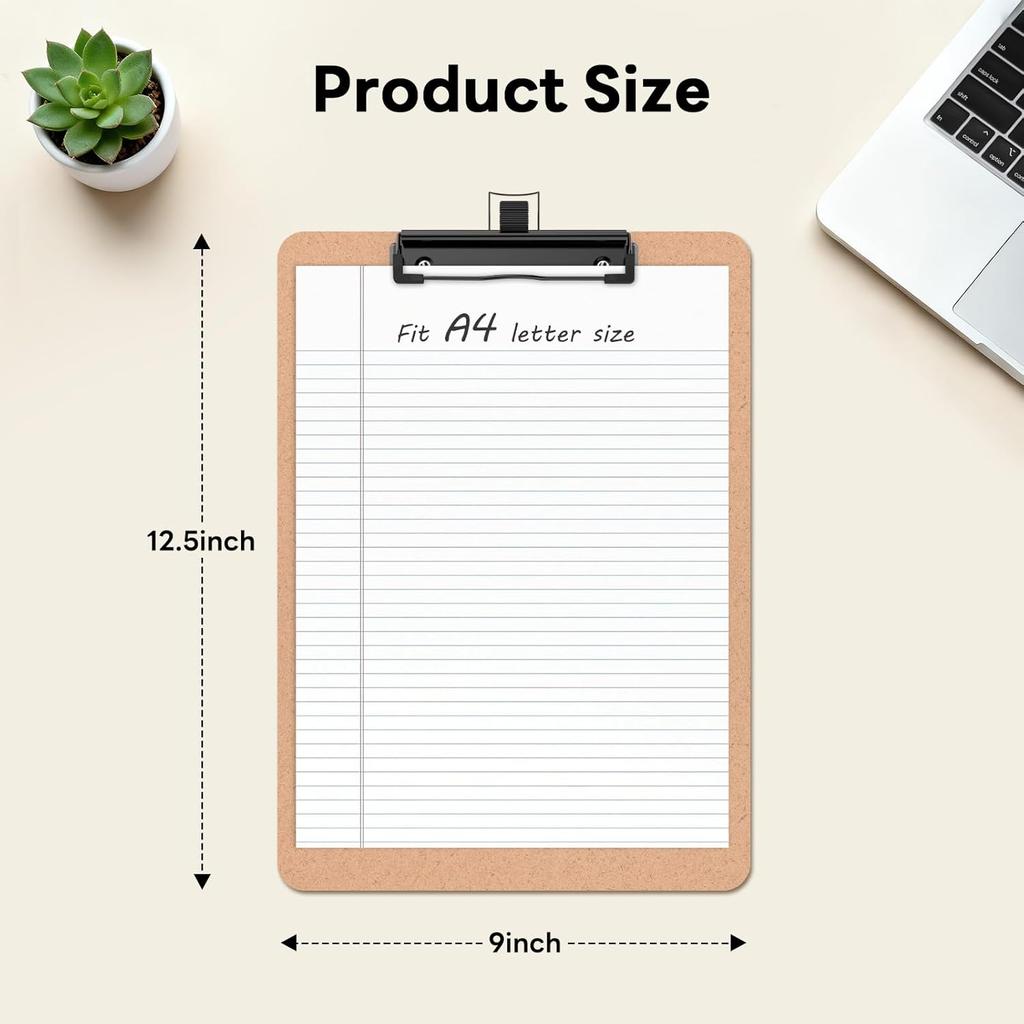 Набор из 2 деревянных планшетов с держателем для ручки, размер Letter 9 x 12,5'' для класса, студентов, детей, твердый планшет 8,5 x 11'' с низкопрофильным черным зажимом