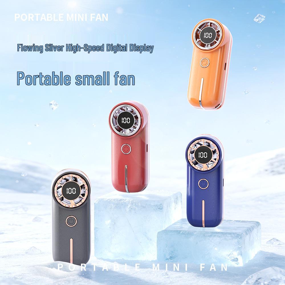 Compact High-Speed USB Rechargeable Digital Display Handheld Fan for Strong Summer Breeze