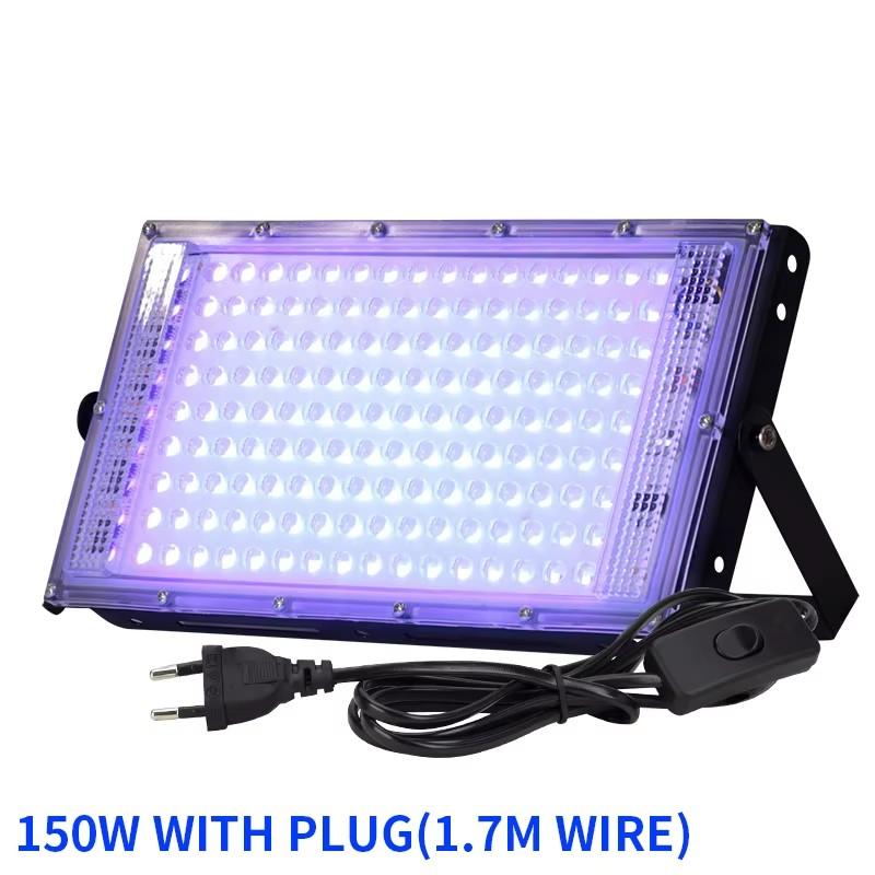 LED UV Floodlight 395nm 400nm 50W 100W 150W LED Stage Blacklight 220V Waterproof Ultraviolet Fluoresnt Party Stage Backlight