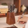 Винтажная деревянная подставка для ручек, минималистичный пенал большой емкости для хранения, портативный держатель для кистей для макияжа, настольный органайзер, горшок