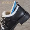 Women's Winter Plus Velvet Loafers Metal Buckle Small Leather Shoes Girls Student Shoes