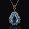 Temperament Luxury Drop Sea Blue Zircon Female High-end Pendant Clavicle Chain for Women Charm Wedding Engagement Fine Jewelry