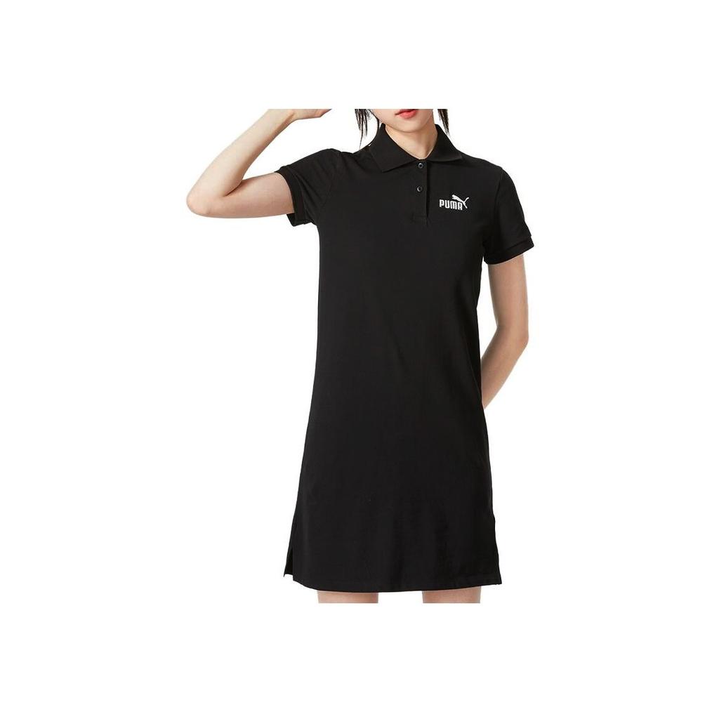 Puma Повседневное спортивное платье-поло с принтом логотипа в стиле ретро в американском стиле, женское платье, черное 676691-01