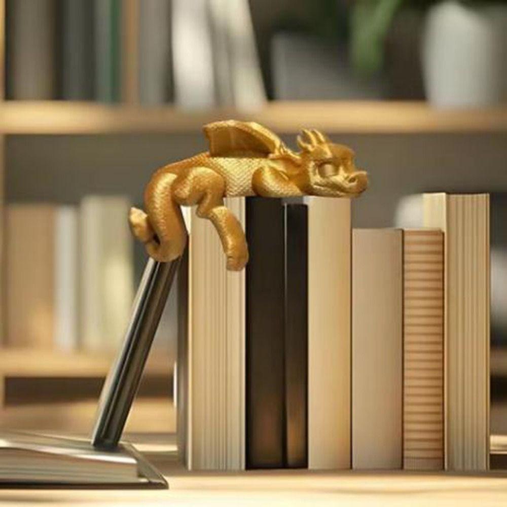 Decorative Sleeping Dragon Bookshelf 3D Printed Dragon Figurine Creative Dragon Ornament  Book