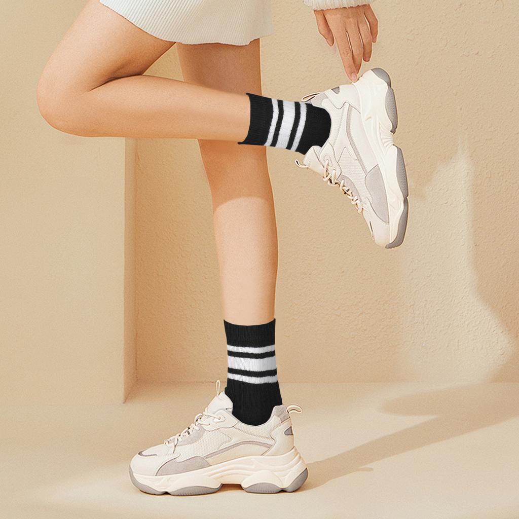 5a Of Retro Crew Socks For Women Comfortable And Soft Striped Calf Socks Socks Women Athletic