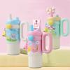 800ml Cartoon Doll Straw Thermos Cup Stainless Steel Insulated Water Cup  Office