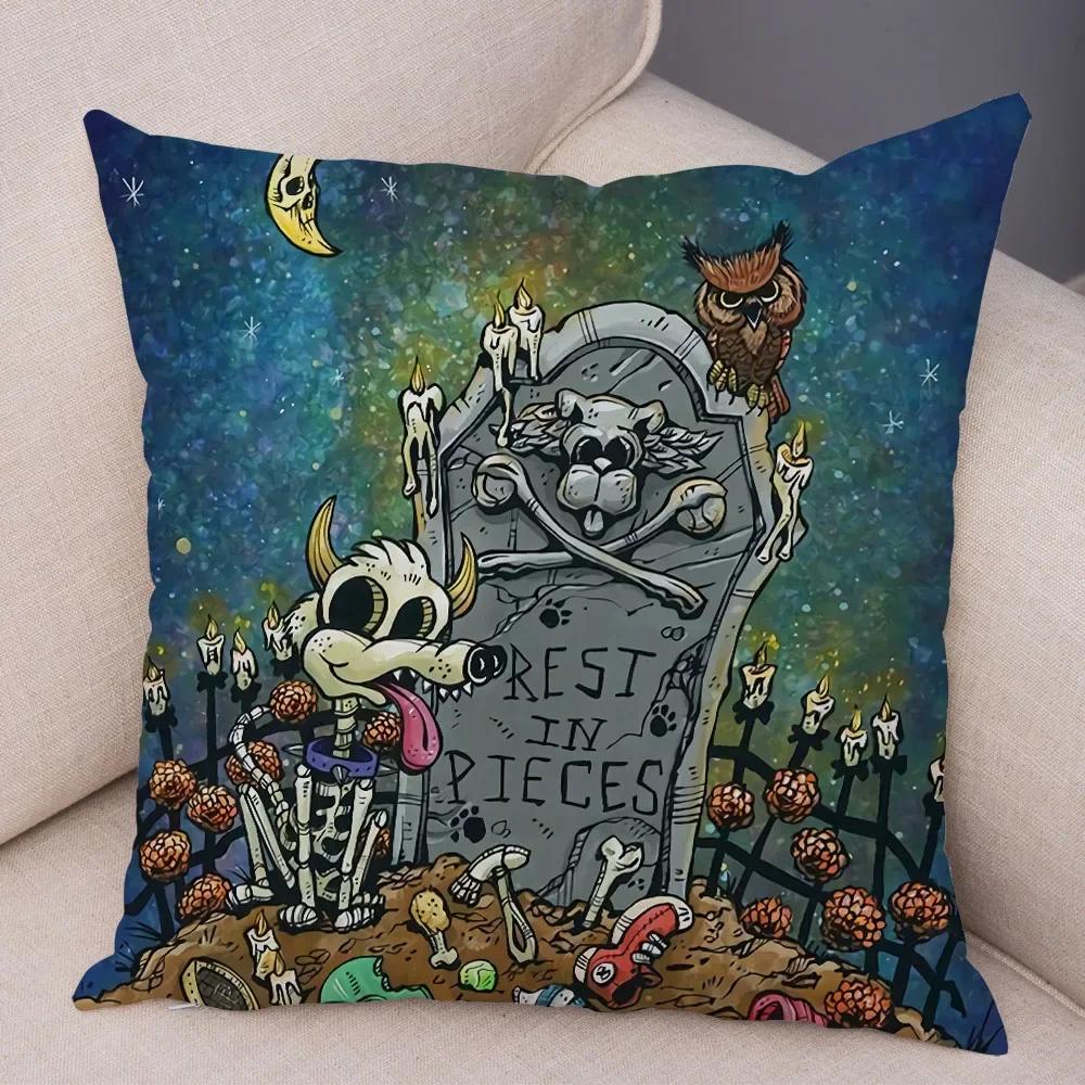 Милая мультяшная наволочка с красочным черепом, на подушку, для автомобиля, дивана, домашнего декора