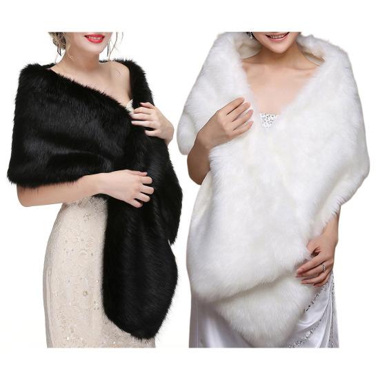 Gown Shawl Soft Textured Plush Warm Scarf Evening Dress Cheongsam White Plush