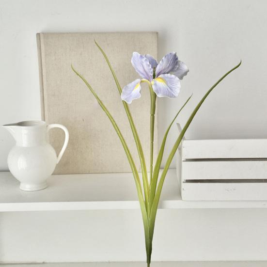 26" Artificial Iris Flower Flower Bouquet with Real Touch Fake Long Stem