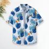 Casual Lapel Short Sleeve Buttons Closure Men Shirt Summer Floral Leaves Printed Thin Hawaiian Beach Shirt Streetwear