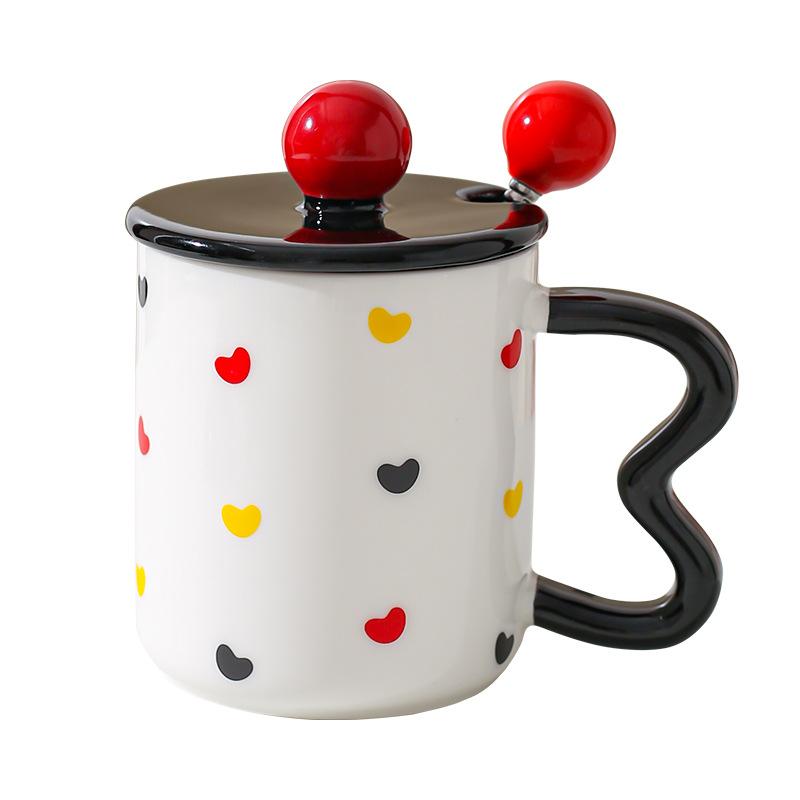 Nordic Ceramic Water Cup Creative Household Mug Couple Cup Coffee Cup with Lid Spoon To Give Friends Gift