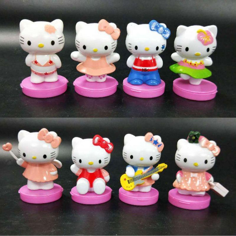 Набор мини-фигурок Hello Kitty из восьми штук, милые мультяшные миниатюры Kt, топперы для торта, подарок