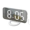 Digital Led Mirror Alarm Clock 2 Ports Usb Charger Snooze Function Adjustable Brightness Led Table