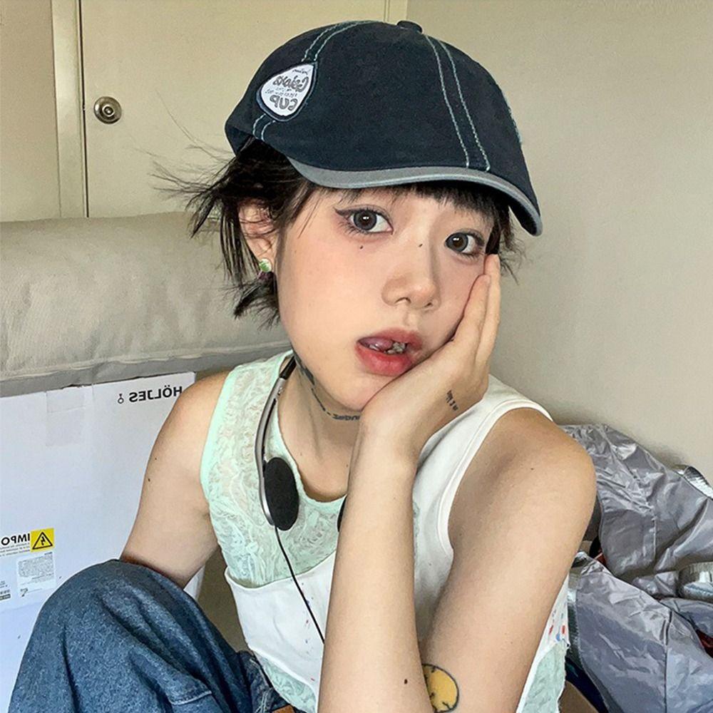 Embroidey Newsboy Cap Vintage Cowboy Caps Ins Forward Hat Unisex