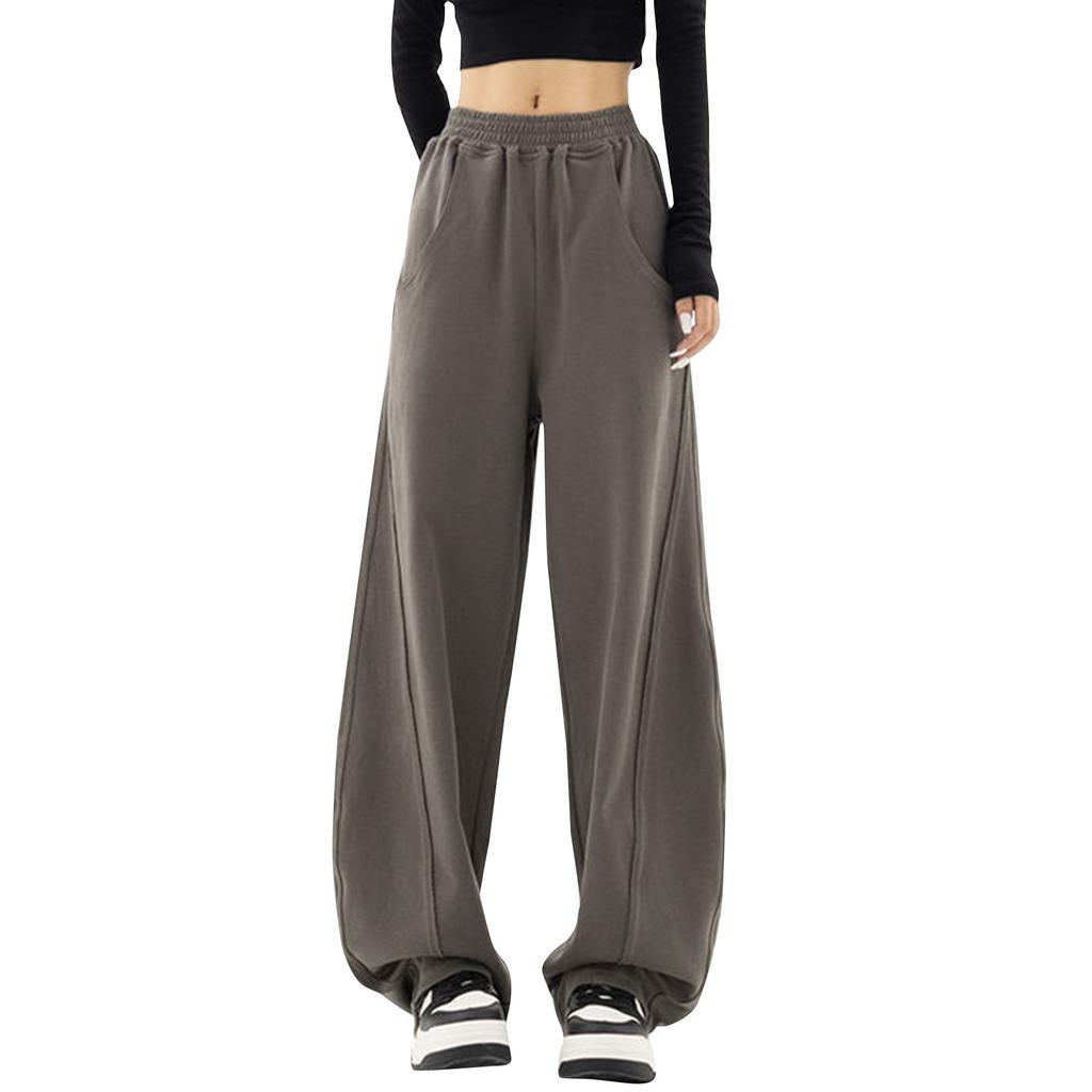 Новые спортивные брюки женские повседневные осенне-зимние эластичные карманы прямые свободные санитарные брюки модные широкие брюки S-2XL