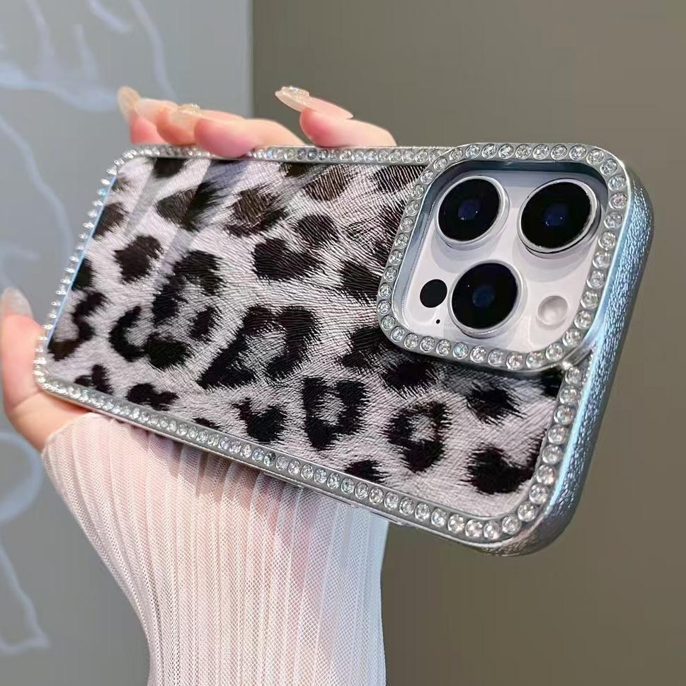 Роскошный чехол с леопардовым принтом для iPhone 16 Pro, покрытие Bling Diamonds, чехол Funda для iPhone 16 Pro Max 16Plus 15 14 13 12 11 Shell