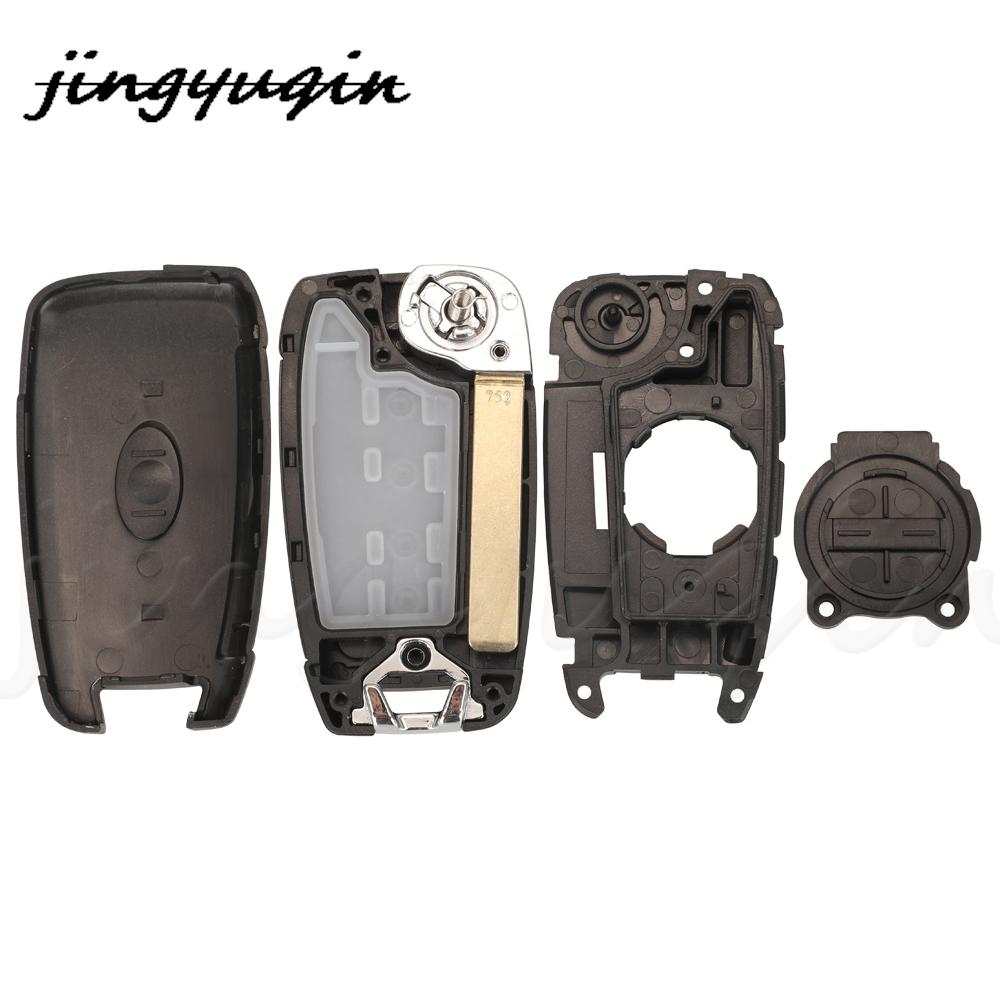 Jingyuqin Умный брелок-заготовка с откидным лезвием для Hyundai Accent Elantra Kona Santa Fe Tucson Veloster Автоаксессуары
