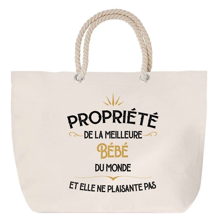 Sac de plage - PLANETEE - Anse corde personnalisé - Grand format - Coton - Fabriqué en France