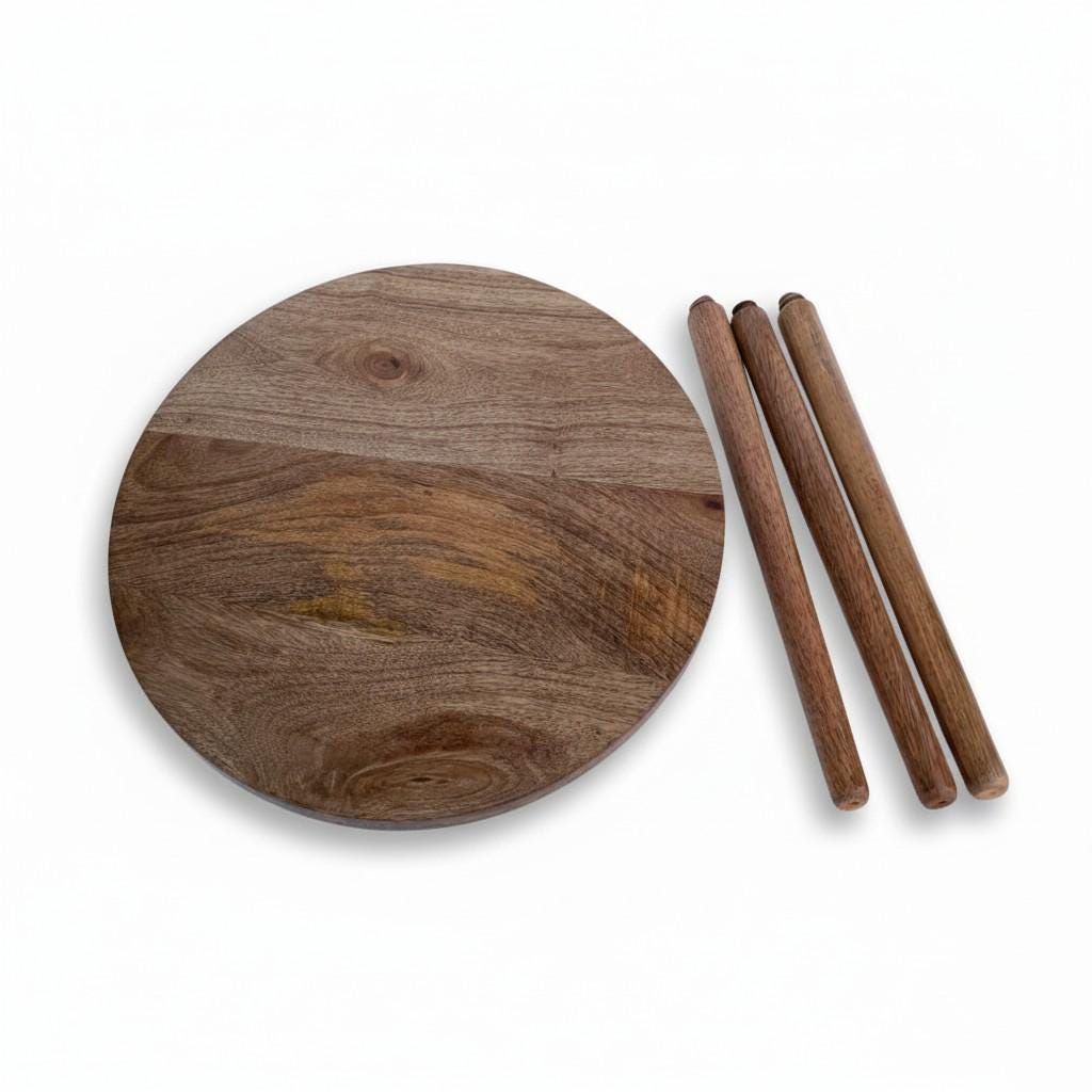 Round Wooden Side Table | Modern Scandinavian Accent Table for Living Room | Lightweight Coffee & Bedside Table, Sofa Side Table Furniture