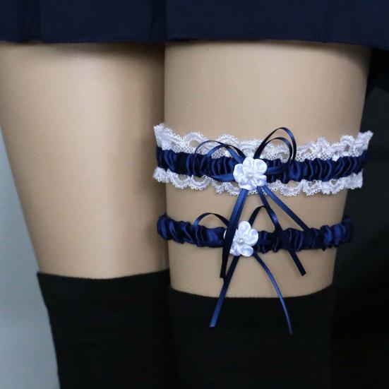 2 шт./компл. Женские подвязки Эластичная кружевная отделка Сексуальные женские подвязки с бантом