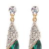 Women Earrings Delicate Exquisite Droplet Shape Zinc Alloy Artificial Diamond Green Earrings Women