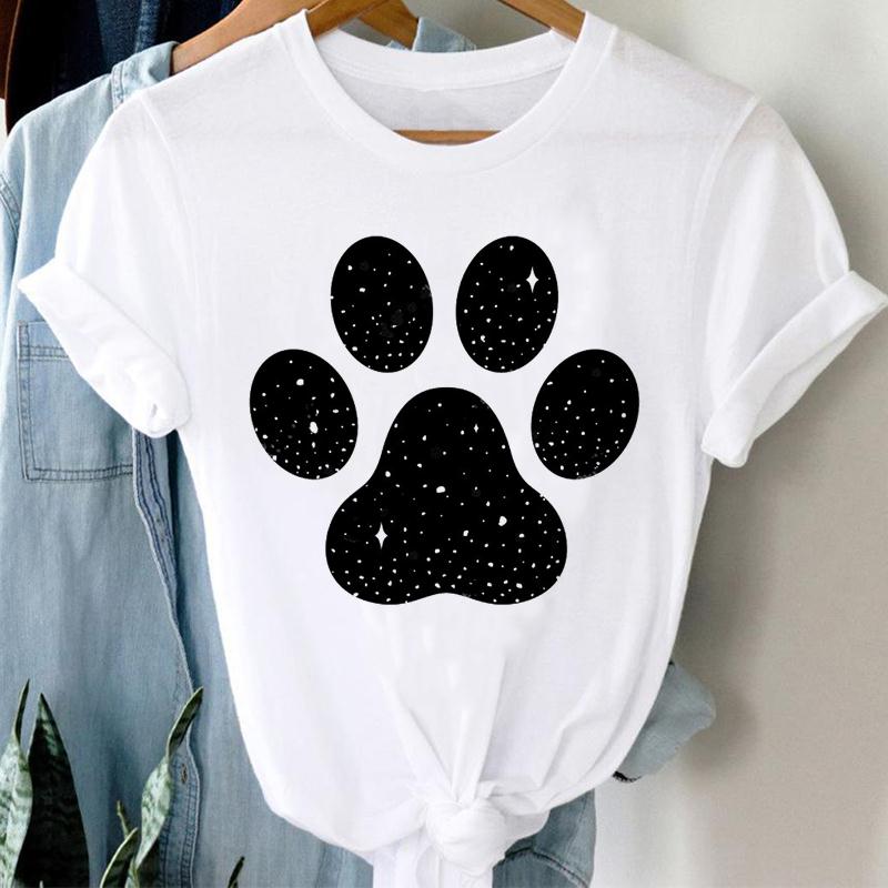 Paw Dog Pet Women Printing Short Sleeve Tshirt Casual Fashion Clothes T Tee Top Print Female Clothing Graphic T-shirt