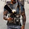 Fun 3D Animal Eagle Print Men's T-shirt Hip Hop Trend Street Casual Round Neck Short Sleeve Loose Top
