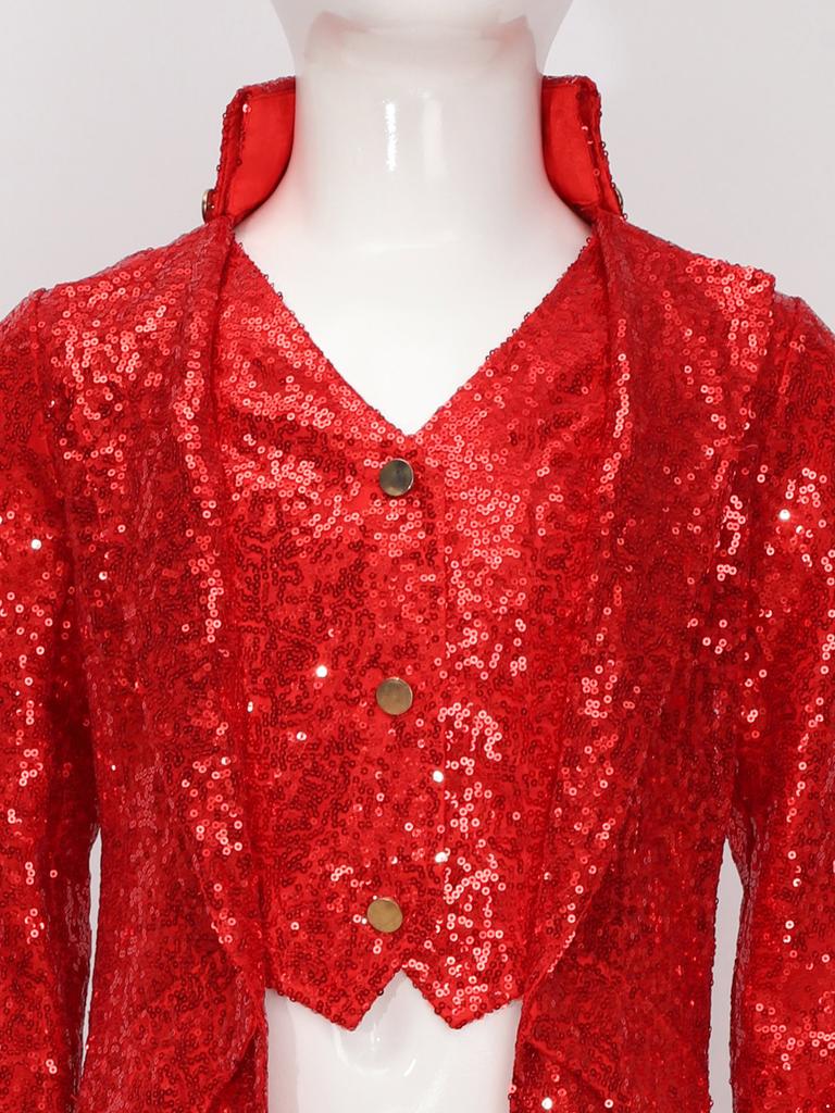 Boys Steampunk Tailcoat Gothic Victorian Long Coat Sequins Jacket Medieval Halloween Costume Frock Coat Outfit