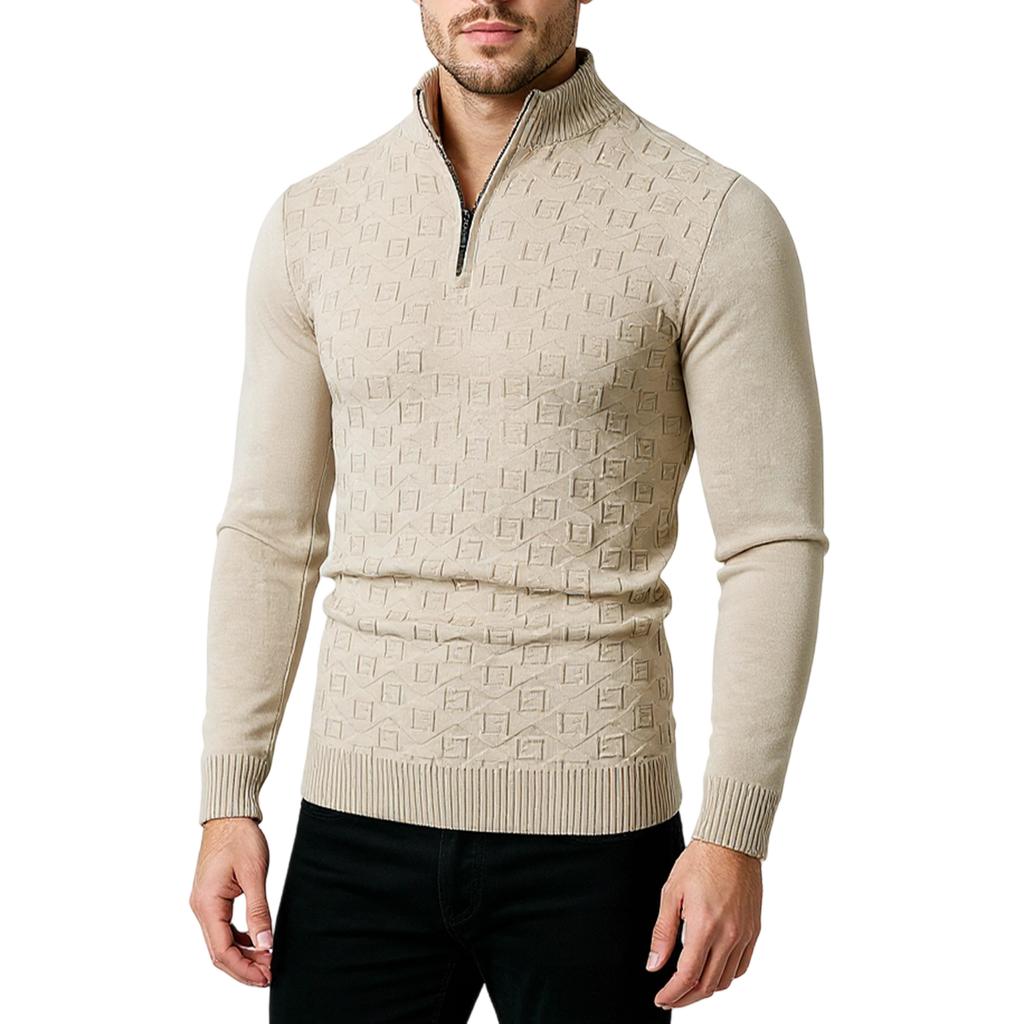 Men  Trend  Leisure  Half Zipper  Standing Collar  Knitted Sweater  Sweater