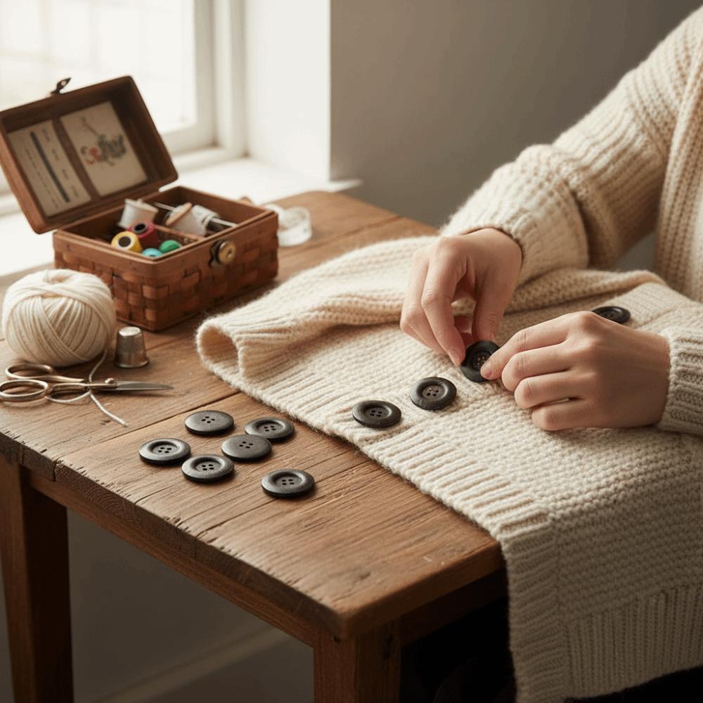 30pcs 40mm Craft Sewing Buttons 4 Holes Round Wood Buttons Vintage Style Coat Buttons DIY Crafts