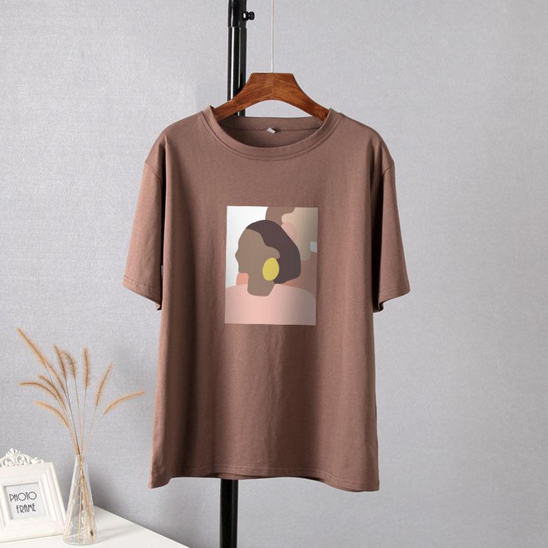Hirsionsan модная женская футболка с абстрактным рисунком 2021, новые хлопковые футболки с эстетическим принтом, свободные базовые женские топы с короткими рукавами